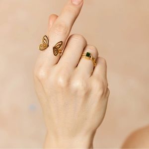 Butterfly Finger Ring 18K Gold Plated Stainless Steel
